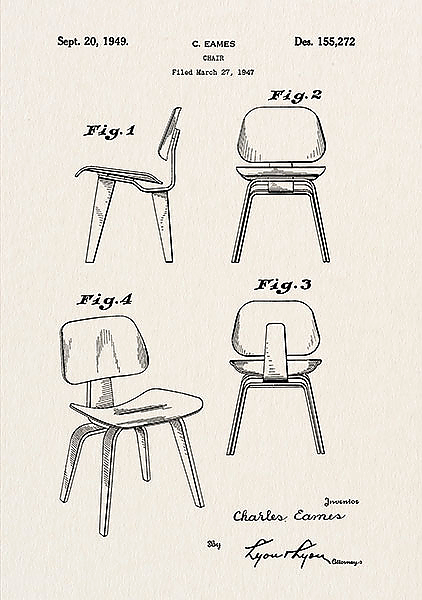 Патент на конструкцию стула, 1949г