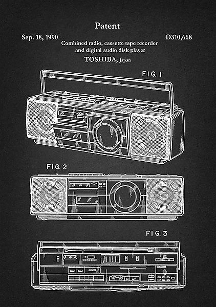 Патент на касетный магнитофон Toshiba, 1990г