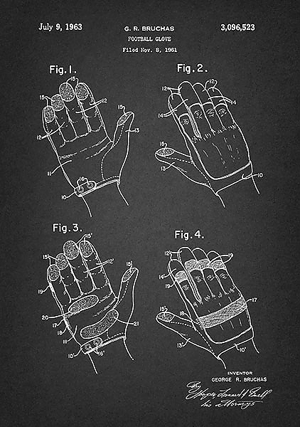 Патент на футбольные перчатки,1963г