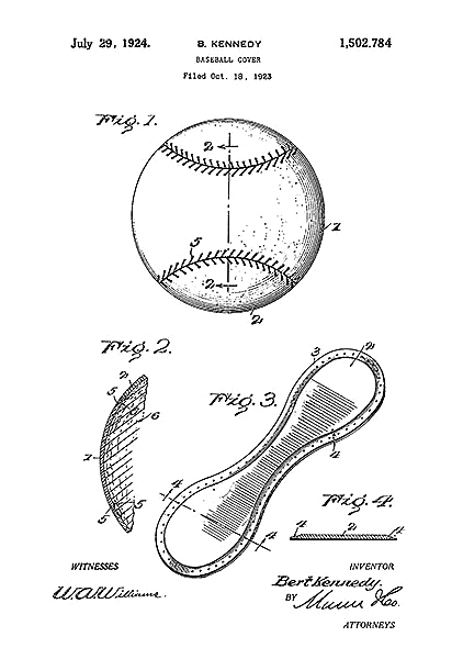 Патент на покрытие для бейсбольного мяча, 1928г