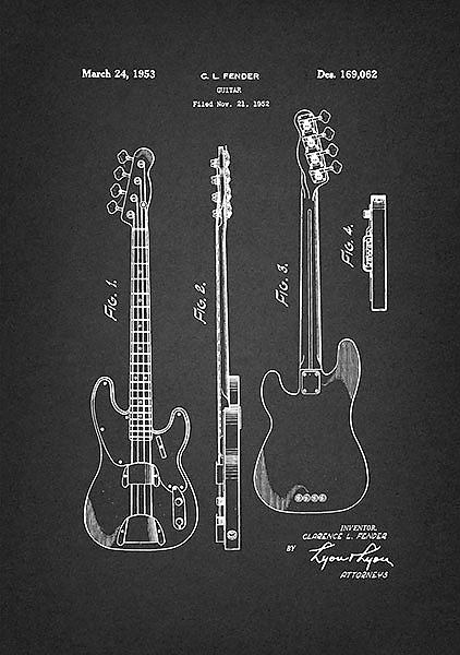 Патент на гитару Fender, 1953г