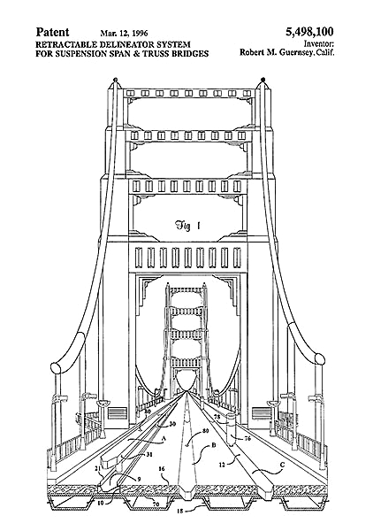 Патент на выдвижную разделительную систему для подвисных мостов, 1996г