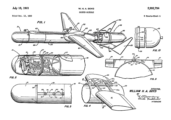 Патент на управляемую ракету, 1961 г.