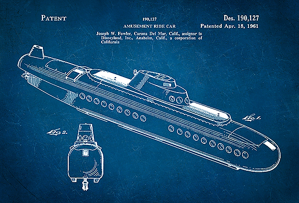 Патент на подводную лодку-аттракцион в Диснейленде, 1961г