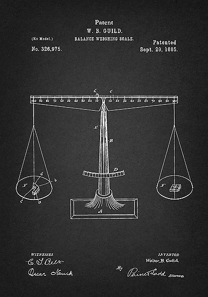 Патент на балансирующие весы, 1885г