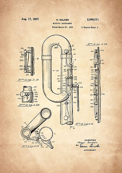 Патент на саксофон 3, 1937г