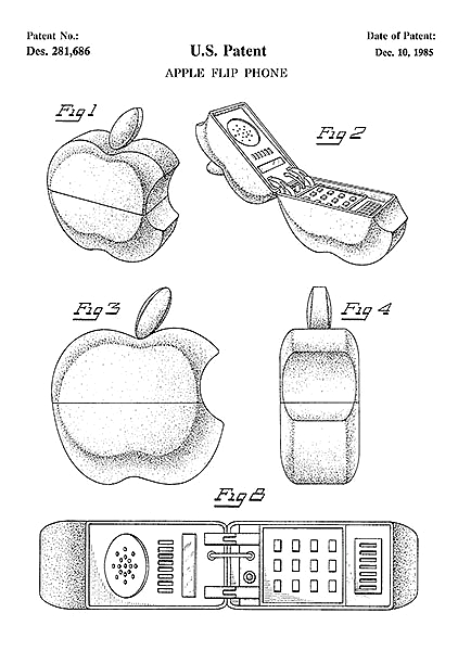 Патент на флип-телефон Apple, 1985г
