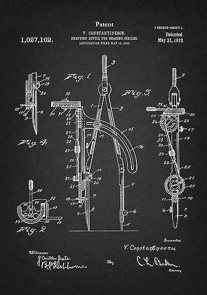 Патент на чертежный инструмент, 1912г