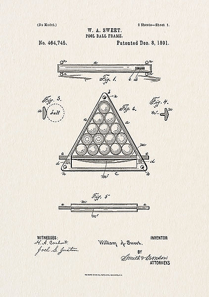 Патент на треугольник для бильярда, 1891г