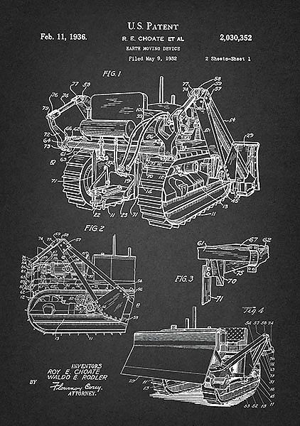 Патент на землеройную машину, 1936г