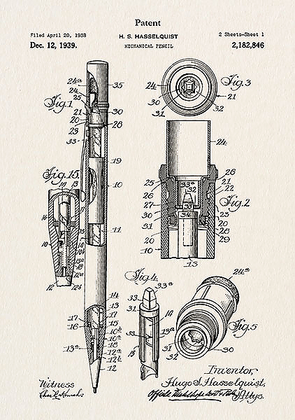 Патент на механический карандаш 1939г