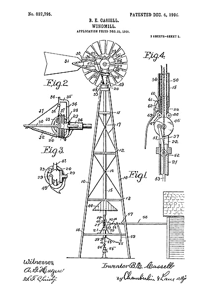 Патент на ветрогенератор, 1906г