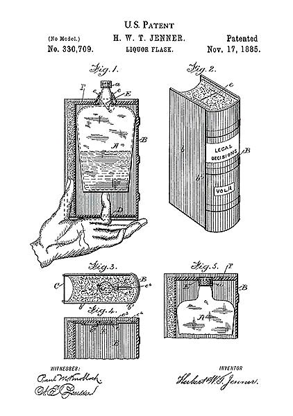 Патент на флягу для спиртного, 1885г