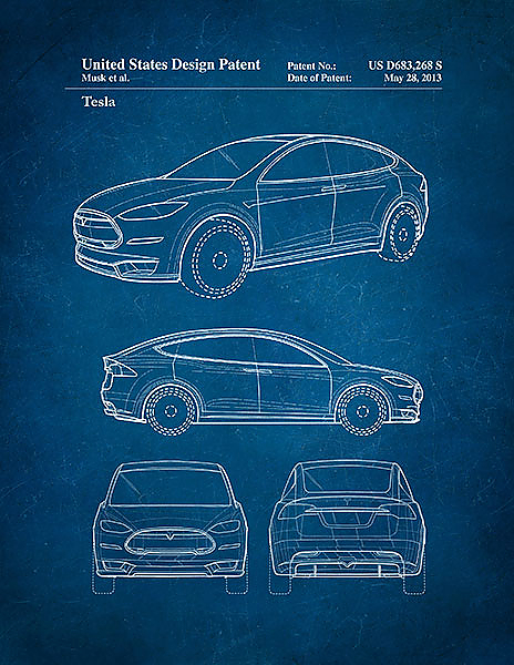 Патент на автомобиль Tesla, 2012г