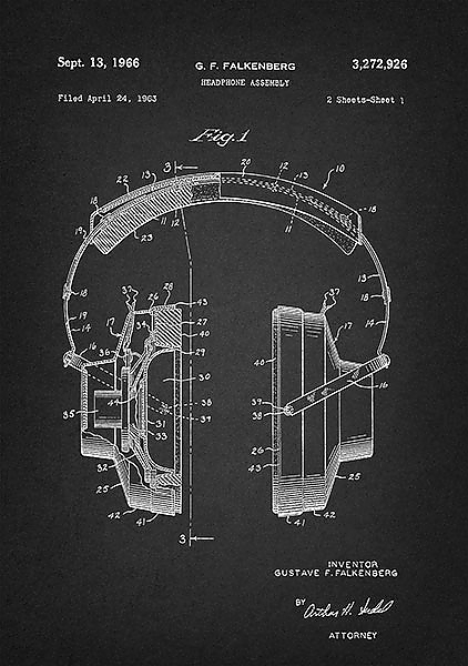 Патент на наушники, 1966г