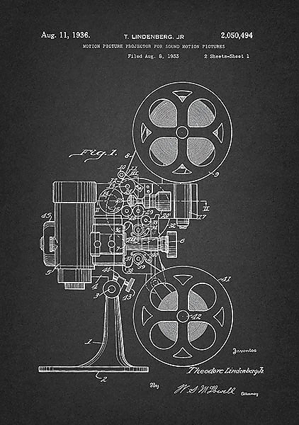 Патент на кинопроектор для звуковых фильмов, 1933г