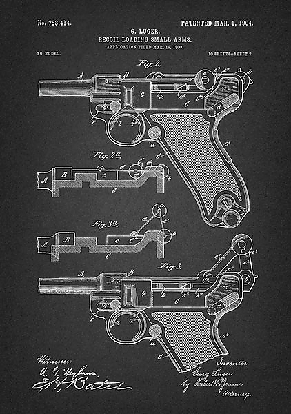 Патент на пистолет Luger,1904г