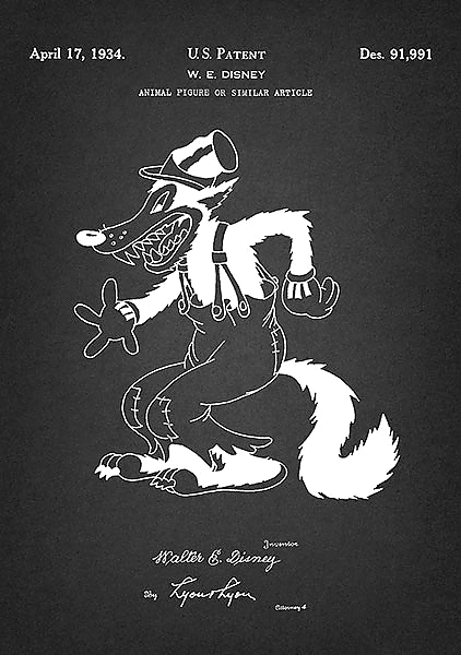Патент на героя Big Bad Wolf, Disney, 1934г