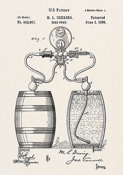 Патент на бочку для пива, 1886г