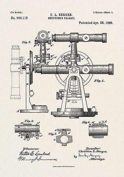 Патент на геодезический прибор, 1896г