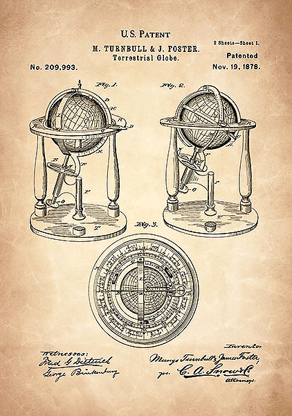 Патент на географический глобус, 1878г