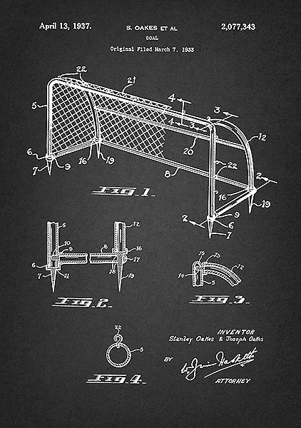 Патент футбольные ворота, 1937г