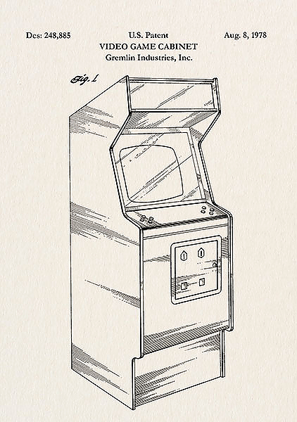 Патент на игровой видео автомат Gremlin Industries, 1978г