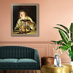 «The Young Stableboy with a Stable Lamp, 1824» в интерьере классической гостиной над диваном «The Young Stableboy with a Stable Lamp, 1824» в интерьере классической гостиной над диваном