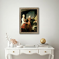 «Kaiser Joseph II, and the Grand Duke Leopold of Tuscany, 1769,» в интерьере в классическом стиле над банкеткой «Kaiser Joseph II, and the Grand Duke Leopold of Tuscany, 1769,» в интерьере в классическом стиле над банкеткой