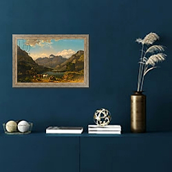 «Llyn Nantlle, North Wales, c.1777» в интерьере в классическом стиле в синих тонах «Llyn Nantlle, North Wales, c.1777» в интерьере в классическом стиле в синих тонах