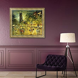 «Parisian Street Scene,» в интерьере гостиной в классическом стиле над диваном «Parisian Street Scene,» в интерьере гостиной в классическом стиле над диваном