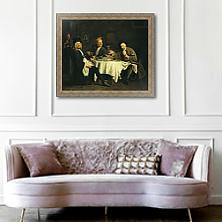 «The Poet Alexis Piron at the Table with his Friends, Jean Joseph Vade and Charles Colle» в интерьере гостиной в классическом стиле над диваном «The Poet Alexis Piron at the Table with his Friends, Jean Joseph Vade and Charles Colle» в интерьере гостиной в классическом стиле над диваном