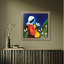 «Madonna and Child of the Callas, 2018» в интерьере в этническом стиле в коричневых цветах «Madonna and Child of the Callas, 2018» в интерьере в этническом стиле в коричневых цветах