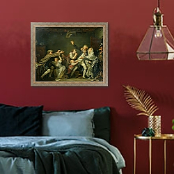 «The Father's Curse or The Ungrateful Son, 1777» в интерьере спальни с акцентной стеной «The Father's Curse or The Ungrateful Son, 1777» в интерьере спальни с акцентной стеной