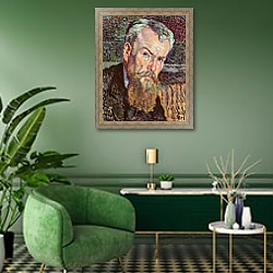 «Portrait of Henri Edmond Cross 1898» в интерьере гостиной в зеленых тонах «Portrait of Henri Edmond Cross 1898» в интерьере гостиной в зеленых тонах