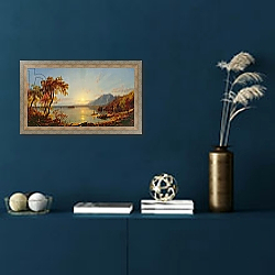 «Sunset, Lake George, New York, 1867» в интерьере в классическом стиле в синих тонах «Sunset, Lake George, New York, 1867» в интерьере в классическом стиле в синих тонах