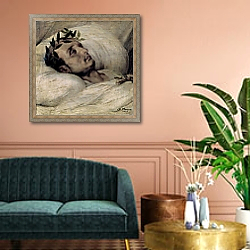 «Napoleon I on his Deathbed, 1825» в интерьере классической гостиной над диваном «Napoleon I on his Deathbed, 1825» в интерьере классической гостиной над диваном