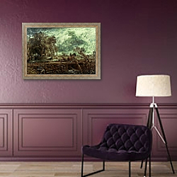 «Study for The Leaping Horse, c.1825» в интерьере в классическом стиле в фиолетовых тонах «Study for The Leaping Horse, c.1825» в интерьере в классическом стиле в фиолетовых тонах