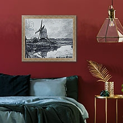«A mill on the banks of the River Stour» в интерьере спальни с акцентной стеной «A mill on the banks of the River Stour» в интерьере спальни с акцентной стеной