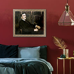 «French writer and diplomat Paul Claudel, 1919 1» в интерьере спальни с акцентной стеной «French writer and diplomat Paul Claudel, 1919 1» в интерьере спальни с акцентной стеной