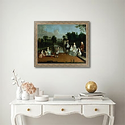 «A Family Group on a Terrace in a Garden, 1749» в интерьере в классическом стиле над столом «A Family Group on a Terrace in a Garden, 1749» в интерьере в классическом стиле над столом