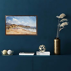 «Beach and Mountains, Nerja, 2001» в интерьере спальни с акцентной стеной «Beach and Mountains, Nerja, 2001» в интерьере спальни с акцентной стеной
