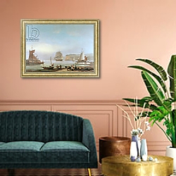 «Shipping in an Estuary» в интерьере классической гостиной над диваном «Shipping in an Estuary» в интерьере классической гостиной над диваном