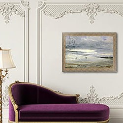 «The Beach at Blankenese, 8th October 1842» в интерьере в классическом стиле над банкеткой «The Beach at Blankenese, 8th October 1842» в интерьере в классическом стиле над банкеткой