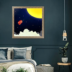 «To the moon» в интерьере классической спальни с темными стенами «To the moon» в интерьере классической спальни с темными стенами