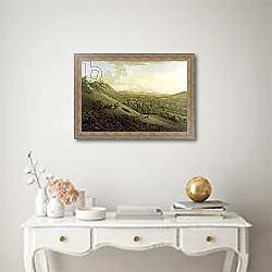 «A View of Boxhill, Surrey, with Dorking in the Distance, 1733» в интерьере в классическом стиле над столом «A View of Boxhill, Surrey, with Dorking in the Distance, 1733» в интерьере в классическом стиле над столом