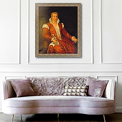 «Portrait presumed to be Livia Colonna» в интерьере гостиной в классическом стиле над диваном «Portrait presumed to be Livia Colonna» в интерьере гостиной в классическом стиле над диваном