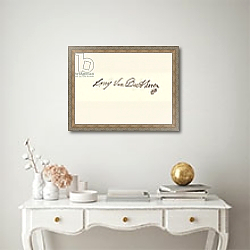 «Signature of Ludvig van Beethoven» в интерьере прихожей в зеленых тонах над комодом «Signature of Ludvig van Beethoven» в интерьере прихожей в зеленых тонах над комодом