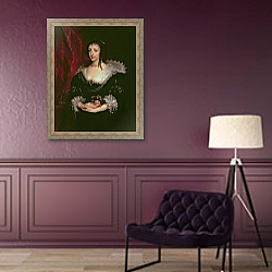 «Queen Henrietta Maria, Queen consort of Charles I of England, 1632» в интерьере в классическом стиле над банкеткой «Queen Henrietta Maria, Queen consort of Charles I of England, 1632» в интерьере в классическом стиле над банкеткой