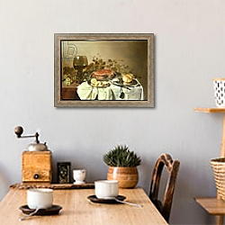 «Breakfast still life with roemer and a crab» в интерьере кухни над обеденным столом с кофемолкой «Breakfast still life with roemer and a crab» в интерьере кухни над обеденным столом с кофемолкой